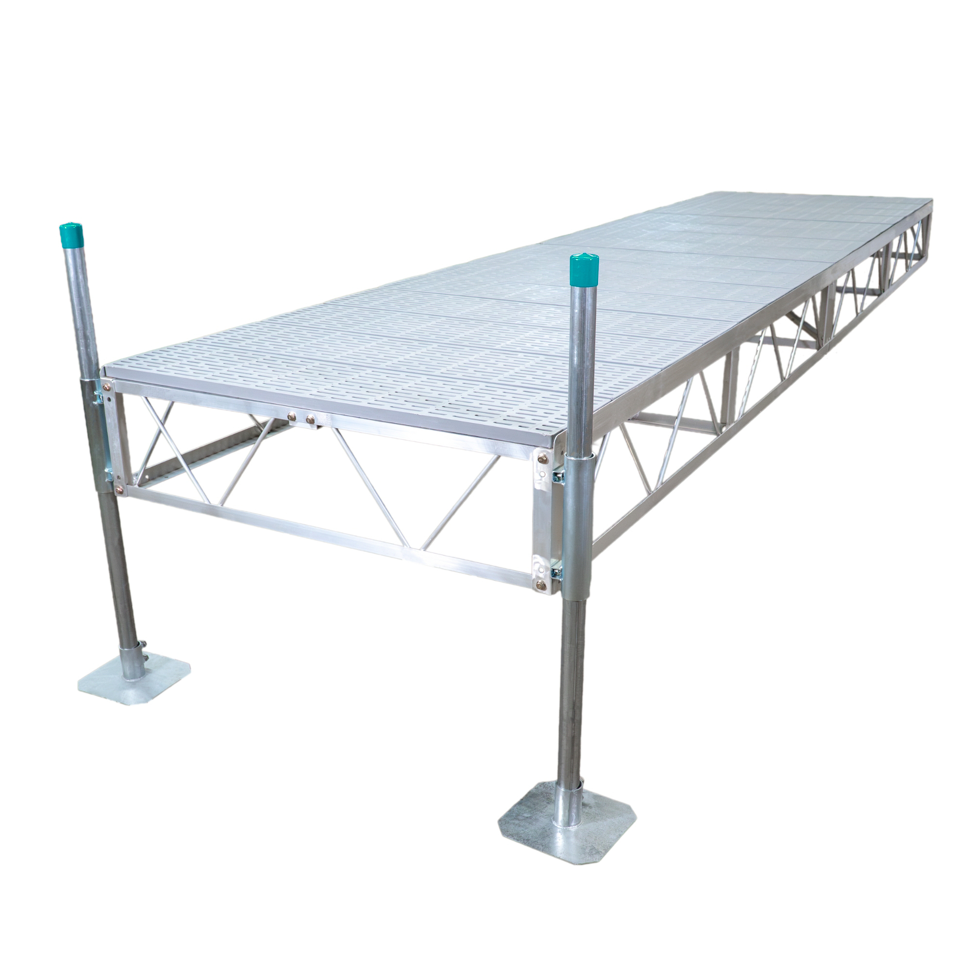 Patriot Docks 24' Straight Stationary Pipe Dock with Gray Poly Decking